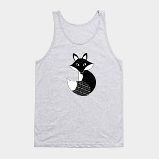 Cute Black and White Fox with Filigree Tail Tank Top